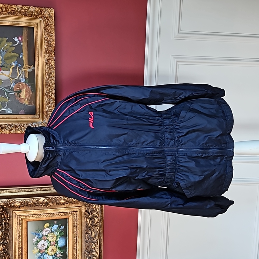 Vintage FILA Jacket Windbreaker Red White Blue Elastic Waist Pockets Size XL